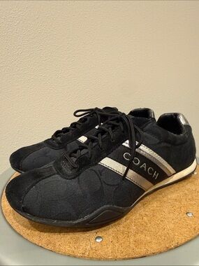 Coach Jayme Black Sneakers with Silver Accent Stripes Size 7.5